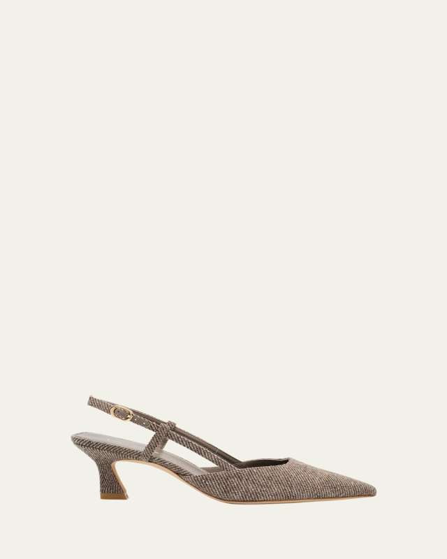 50mm Vinnie Twill Slingback Pumps